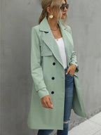 Women's Double-Breasted Trench Coat with Belted Longline, view 5 of 7