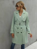 Women's Double-Breasted Trench Coat with Belted Longline, view 7 of 7