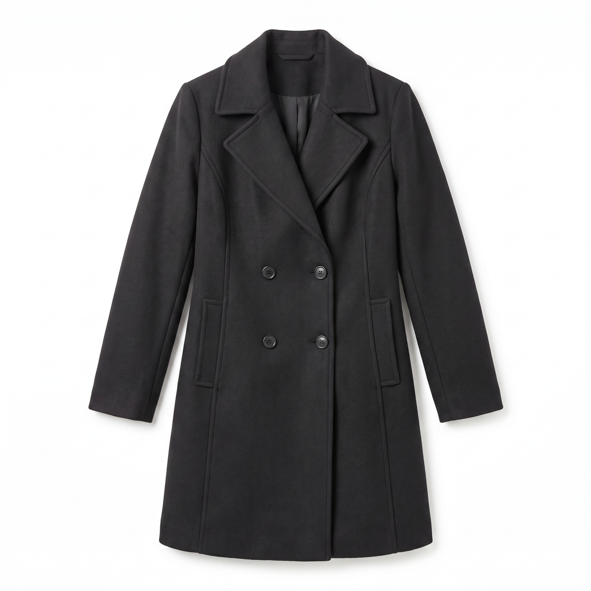Women's Double-Breasted Wool Coat with Tailored Fit, view 4 of 8