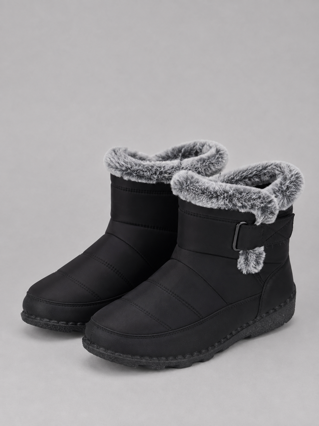 Women's faux fur ankle boots, warm lined winter shoes – product image 1