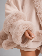 Women's Faux Fur Cape Cardigan with Flared Trim, view 8 of 10