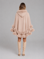 Women's Faux Fur Cape Cardigan with Flared Trim, view 9 of 10