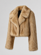 Women's Faux Fur Jacket with Collared Design, view 1 of 10
