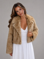 Women's Faux Fur Jacket with Collared Design, view 2 of 10