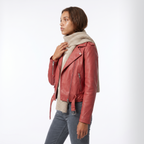 Women's Faux Leather Biker Jacket with Asymmetric Zip, view 3 of 7