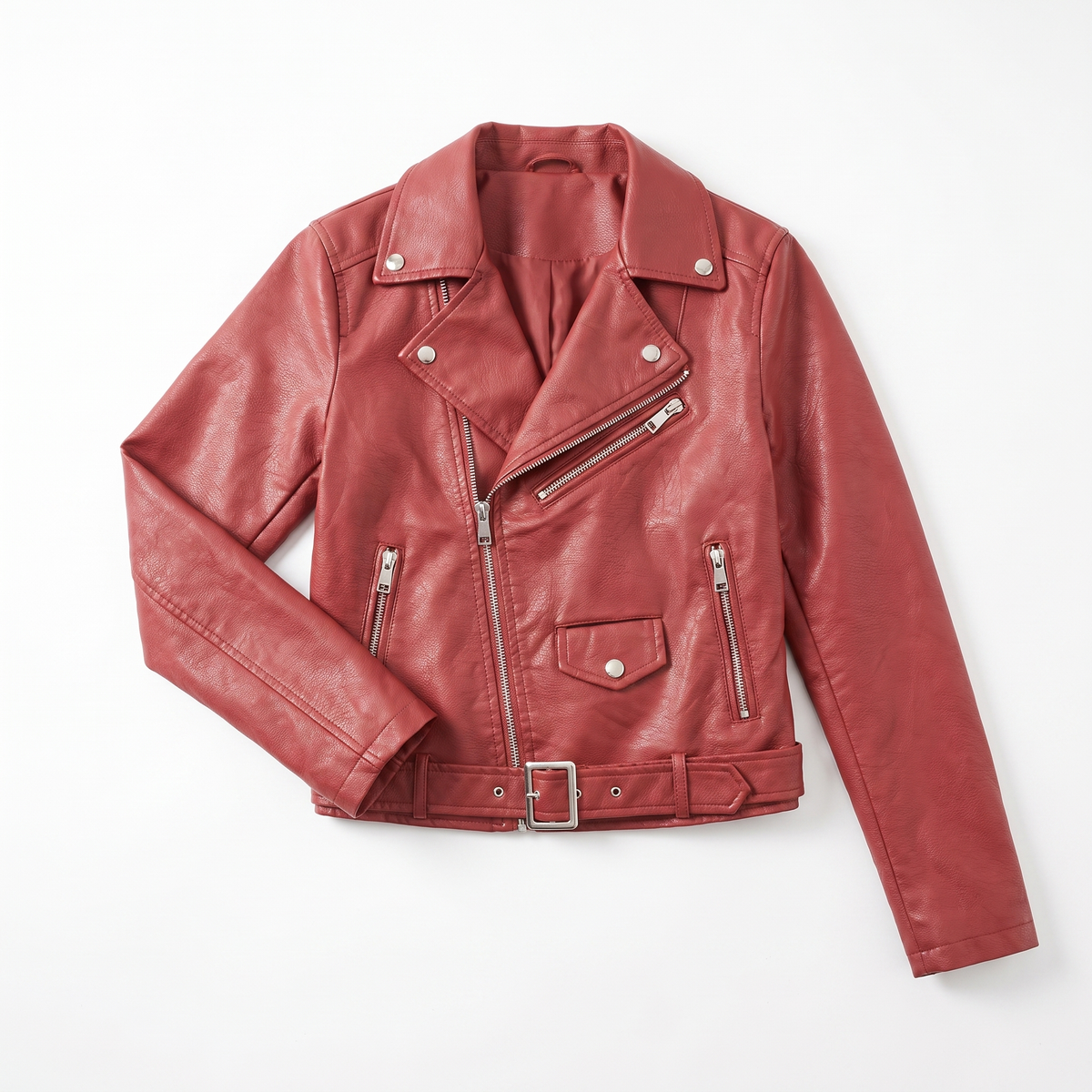 Women's Faux Leather Biker Jacket with Asymmetric Zip, view 4 of 7