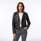 Women's Faux Leather Biker Jacket with Asymmetric Zip, view 5 of 7