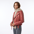 Women's Faux Leather Biker Jacket with Asymmetric Zip, view 6 of 7