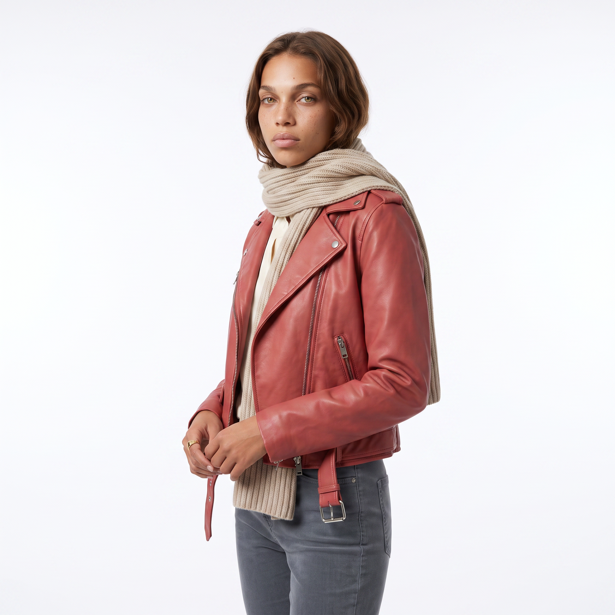 Women's Faux Leather Biker Jacket with Asymmetric Zip, view 6 of 7