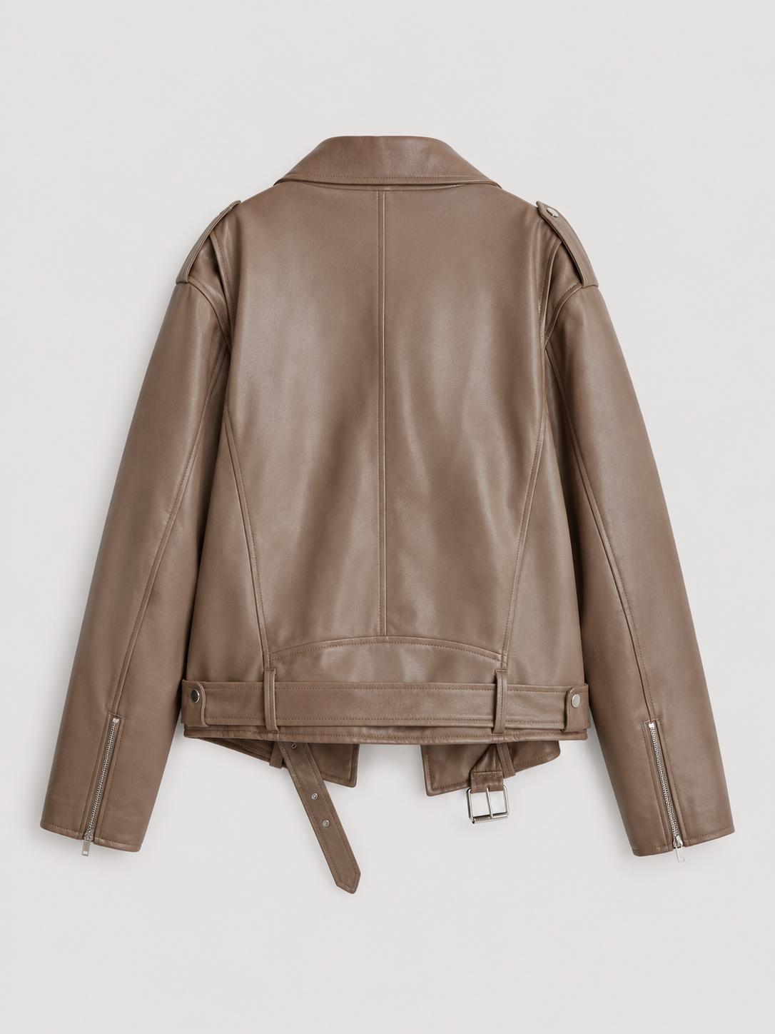 Women's Faux Leather Biker Jacket with Oversized Fit, view 5 of 8