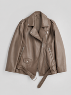 Women's Faux Leather Biker Jacket with Oversized Fit, view 6 of 8