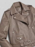 Women's Faux Leather Biker Jacket with Oversized Fit, view 7 of 8