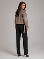 Women's Faux Leather Biker Jacket with Oversized Fit, view 8 of 8