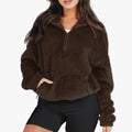 Women's Fleece Half-Zip Jumper with Kangaroo Pocket, view 1 of 9