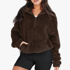 Women's Fleece Half-Zip Jumper with Kangaroo Pocket, view 1 of 9