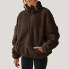 Women's Fleece Half-Zip Jumper with Kangaroo Pocket, view 2 of 9