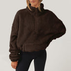 Women's Fleece Half-Zip Jumper with Kangaroo Pocket, view 3 of 9