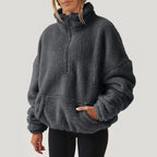 Women's Fleece Half-Zip Jumper with Kangaroo Pocket, view 5 of 9