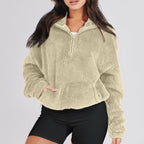 Women's Fleece Half-Zip Jumper with Kangaroo Pocket, view 6 of 9