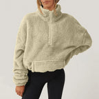 Women's Fleece Half-Zip Jumper with Kangaroo Pocket, view 8 of 9