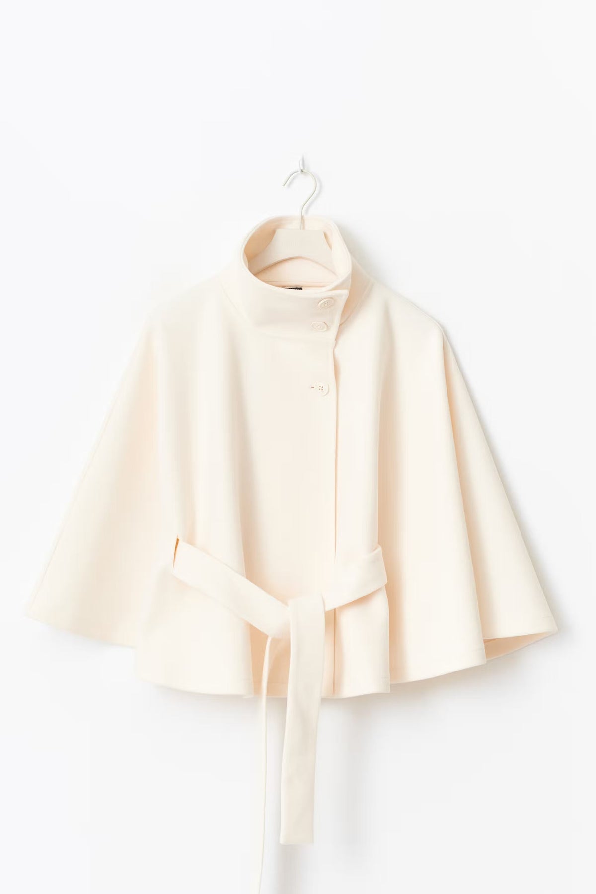 Women's Funnel Neck Cape Coat with Belted Design, view 2 of 10