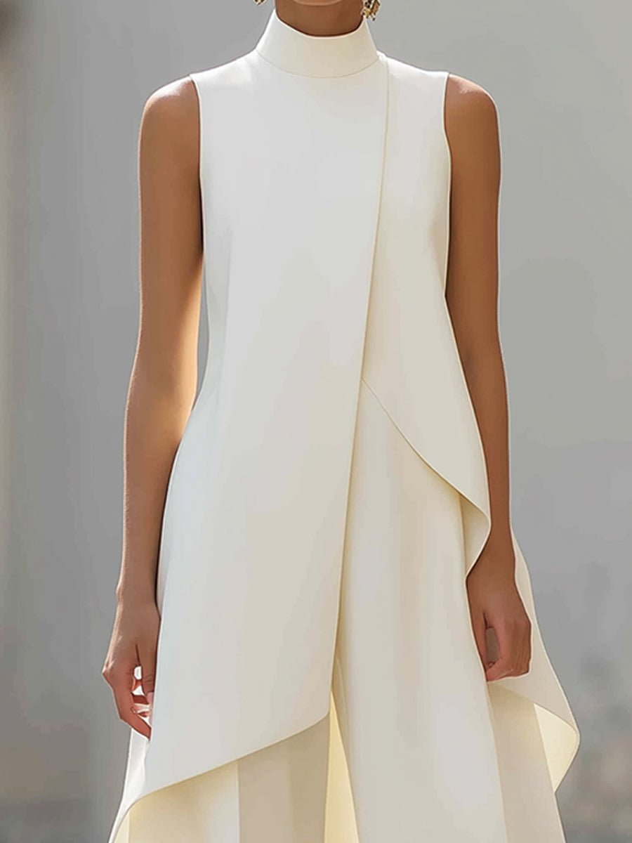 Asymmetric Drape Co-Ord Set Sleeveless - Elegant Style