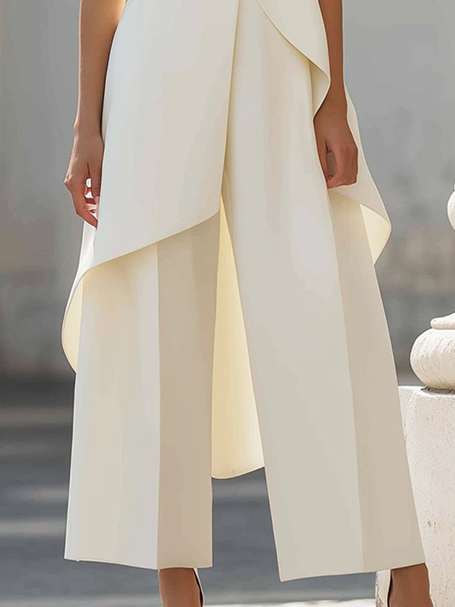 Asymmetric Drape Co-Ord Set Sleeveless - Elegant Style