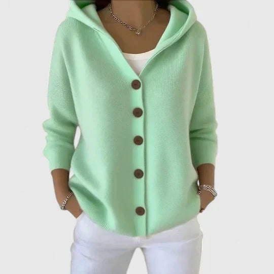 Women's Hooded Cardigan with Relaxed Fit Buttons, view 1 of 12