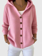 Women's Hooded Cardigan with Relaxed Fit Buttons, view 3 of 12