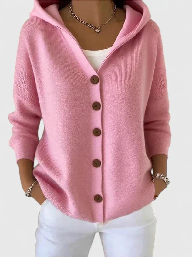 Women's Hooded Cardigan with Relaxed Fit Buttons, view 3 of 12
