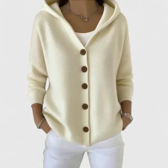 Women's Hooded Cardigan with Relaxed Fit Buttons, view 5 of 12