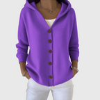 Women's Hooded Cardigan with Relaxed Fit Buttons, view 8 of 12