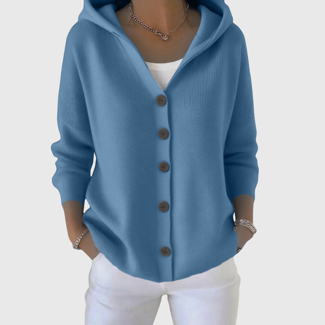 Women's Hooded Cardigan with Relaxed Fit Buttons, view 9 of 12
