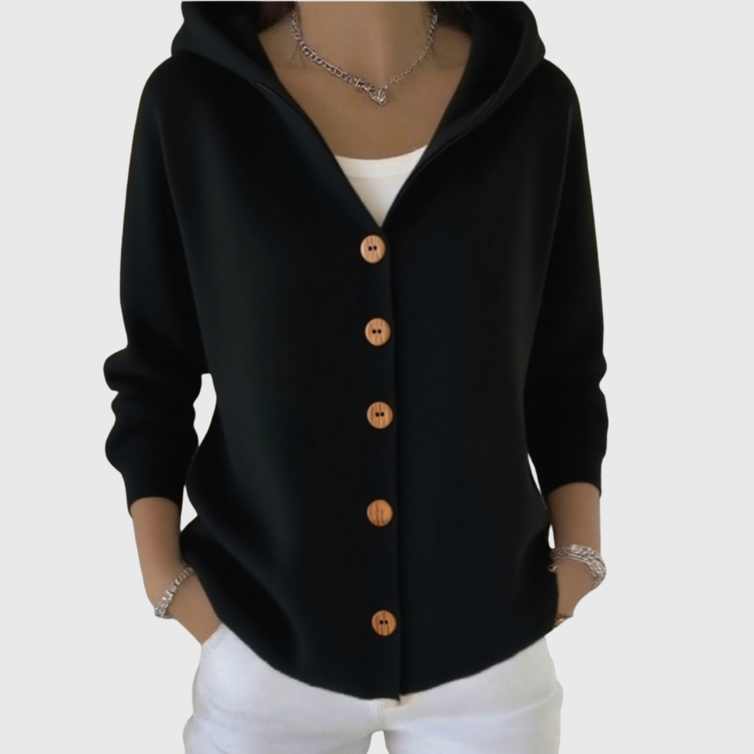 Women's Hooded Cardigan with Relaxed Fit Buttons, view 11 of 12