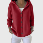 Women's Hooded Cardigan with Relaxed Fit Buttons, view 12 of 12