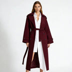 Women's Hooded Trench Coat with Belted Longline Fit, view 1 of 19