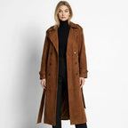Women's Hooded Trench Coat with Belted Longline Fit, view 3 of 19