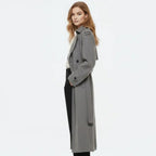 Women's Hooded Trench Coat with Belted Longline Fit, view 4 of 19