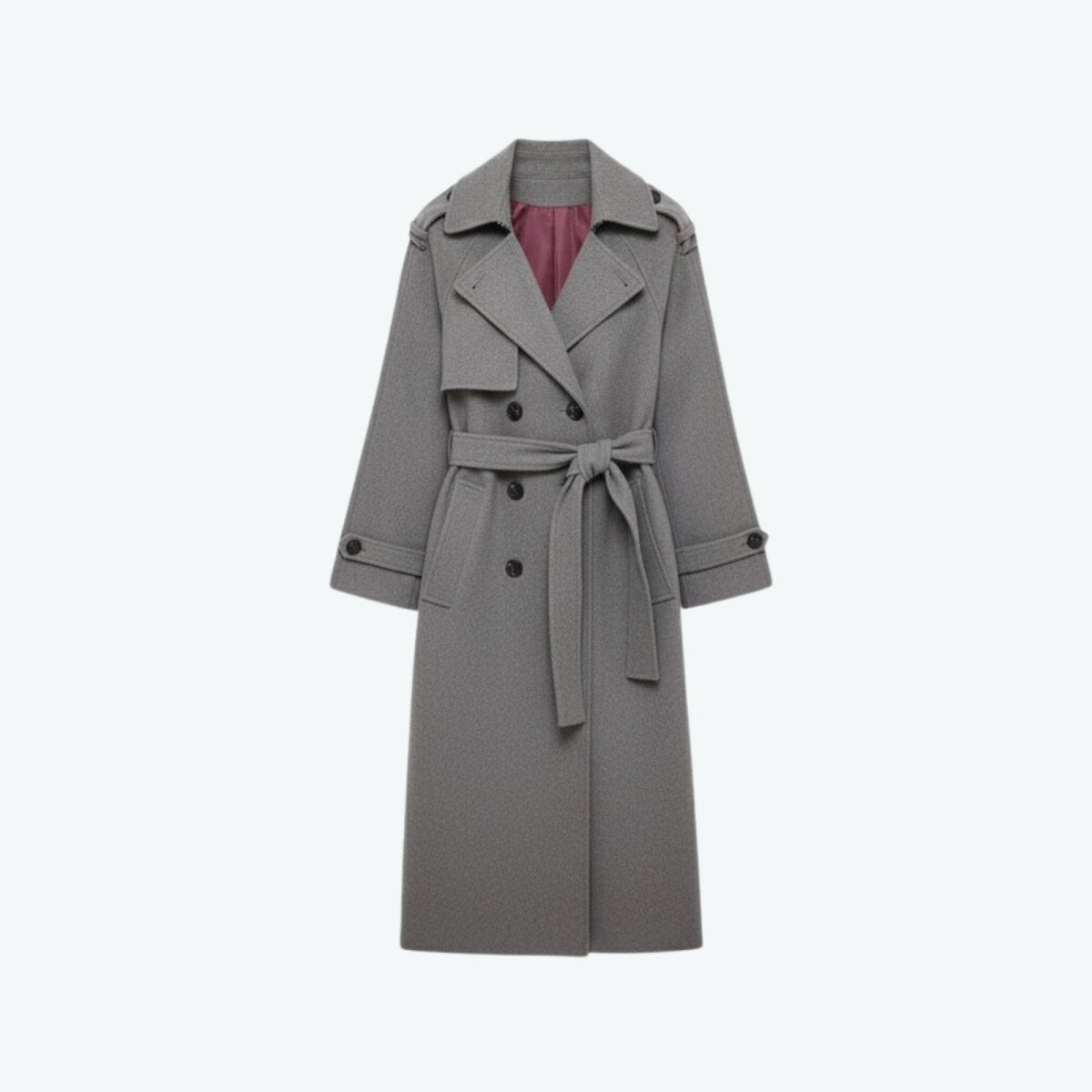 Women's Hooded Trench Coat with Belted Longline Fit, view 6 of 19