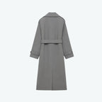 Women's Hooded Trench Coat with Belted Longline Fit, view 7 of 19
