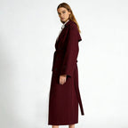 Women's Hooded Trench Coat with Belted Longline Fit, view 8 of 19