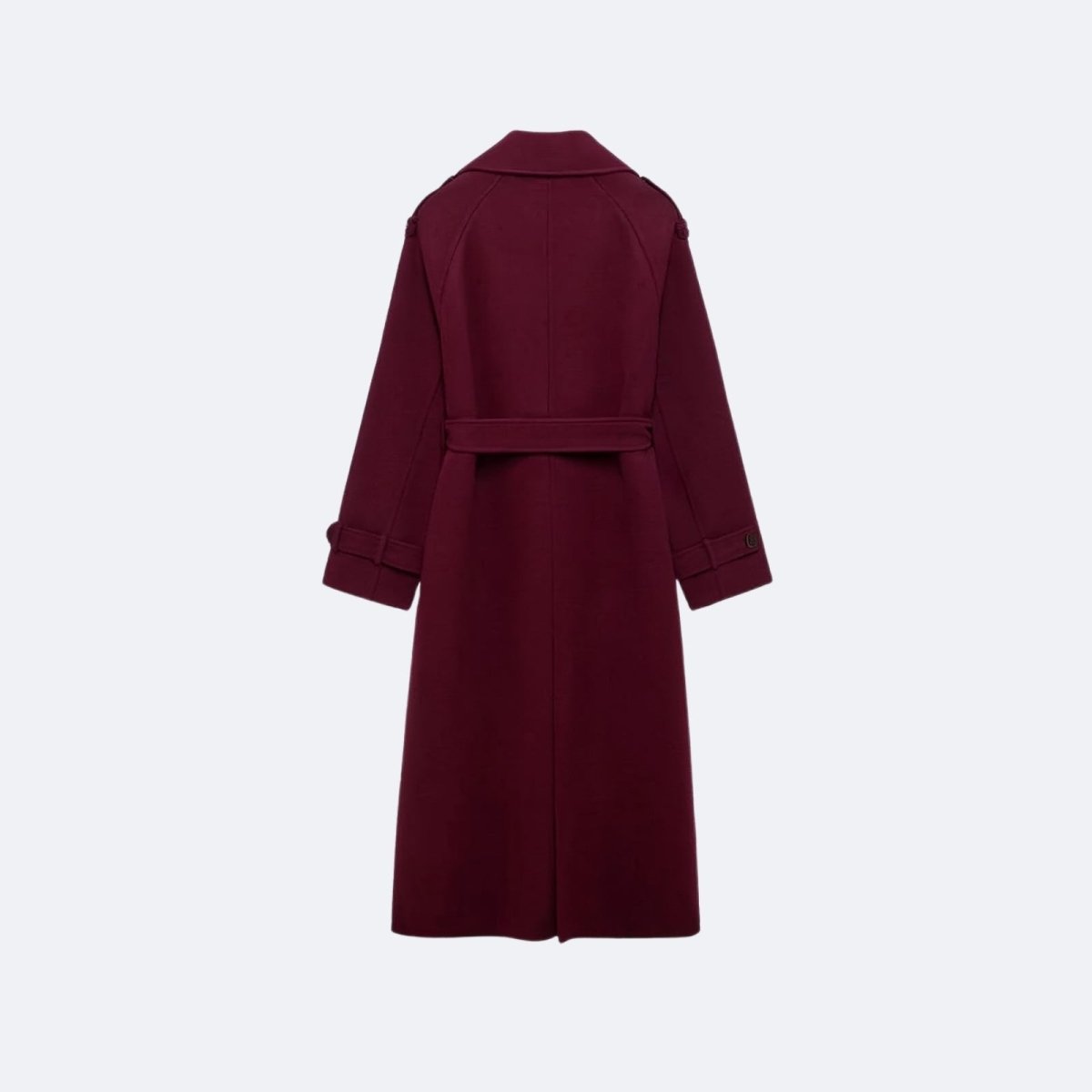 Women's Hooded Trench Coat with Belted Longline Fit, view 11 of 19