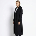 Women's Hooded Trench Coat with Belted Longline Fit, view 12 of 19