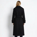 Women's Hooded Trench Coat with Belted Longline Fit, view 13 of 19