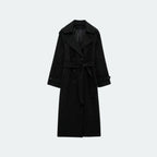 Women's Hooded Trench Coat with Belted Longline Fit, view 14 of 19