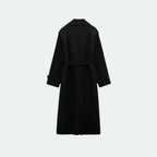 Women's Hooded Trench Coat with Belted Longline Fit, view 15 of 19