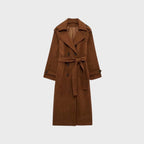 Women's Hooded Trench Coat with Belted Longline Fit, view 18 of 19