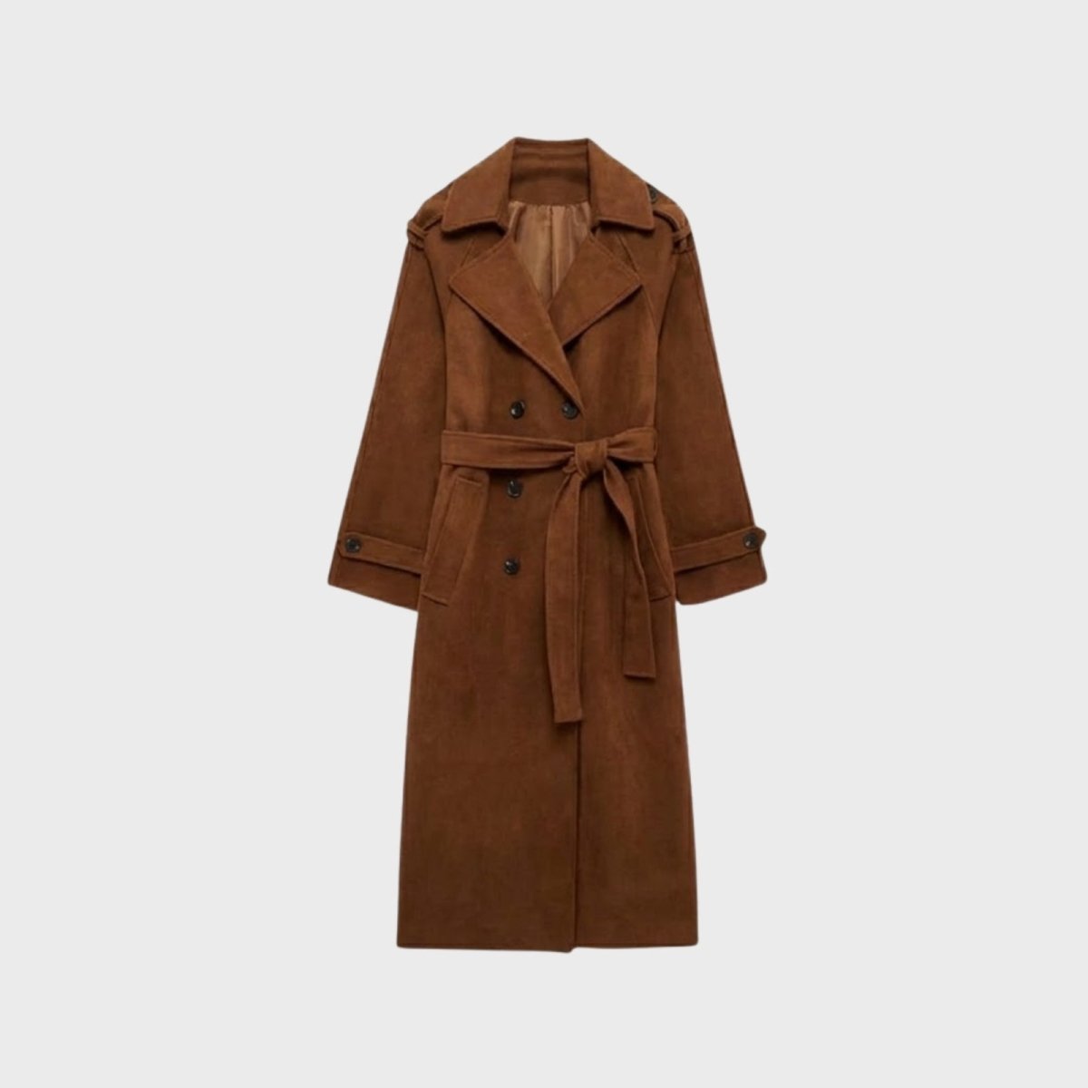 Women's Hooded Trench Coat with Belted Longline Fit, view 18 of 19