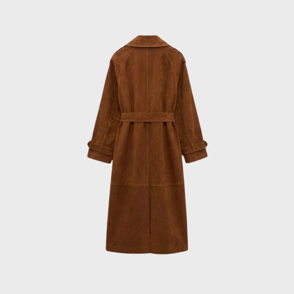 Women's Hooded Trench Coat with Belted Longline Fit, view 19 of 19