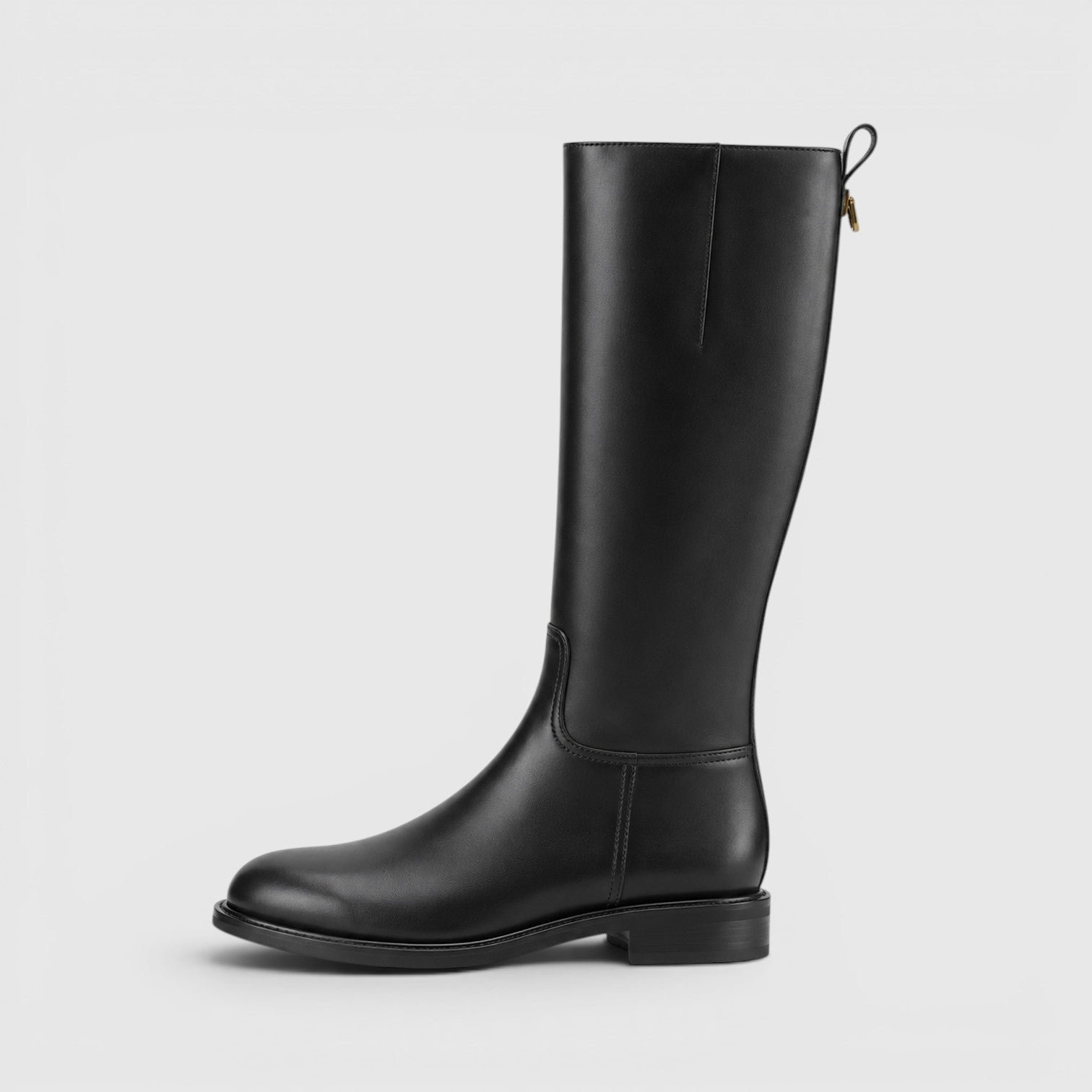 Alternate product view 2 of women's Knee High Boots with side zip low heel design.